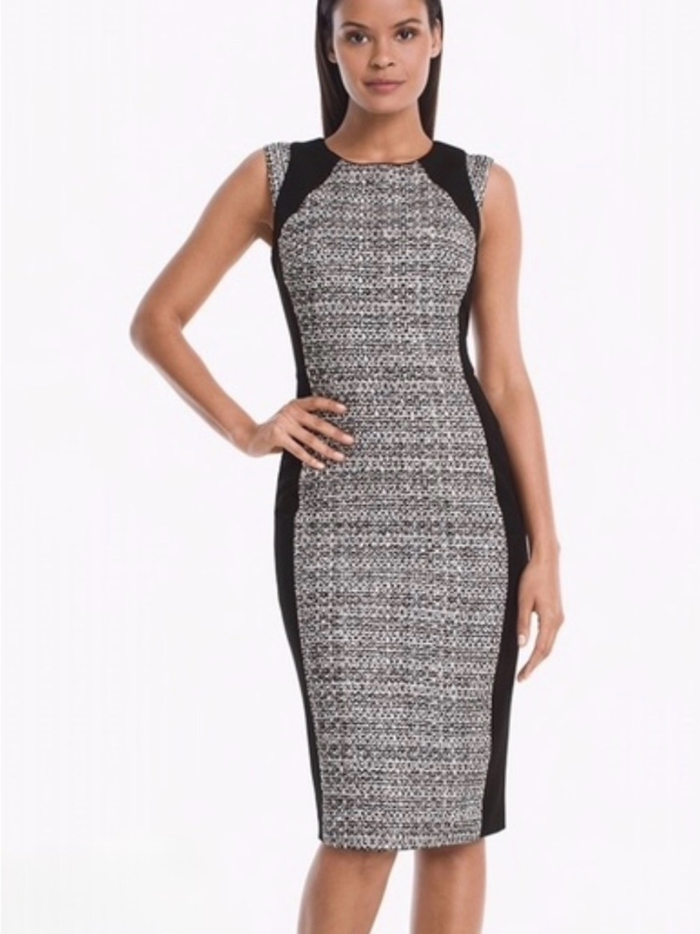 White House Black Market Tweed Career Office Preppy Midi Sheath Dress Sz 14